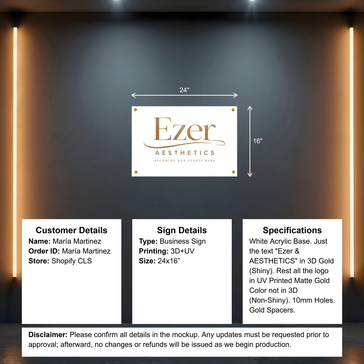 Custom Acrylic Business Sign - María Martinez - Custom Logo Sign - Custom Acrylic Business Sign - María Martinez