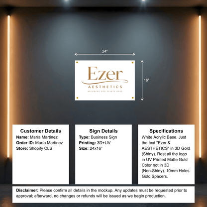 Custom Acrylic Business Sign - María Martinez - Custom Logo Sign - Custom Acrylic Business Sign - María Martinez