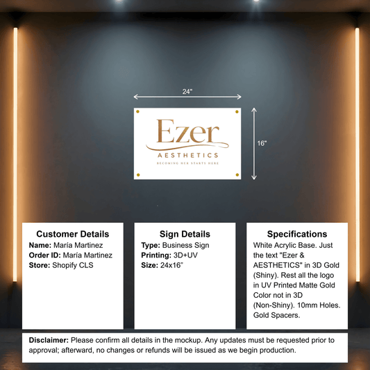 Custom Acrylic Business Sign - María Martinez - Custom Logo Sign - Custom Acrylic Business Sign - María Martinez