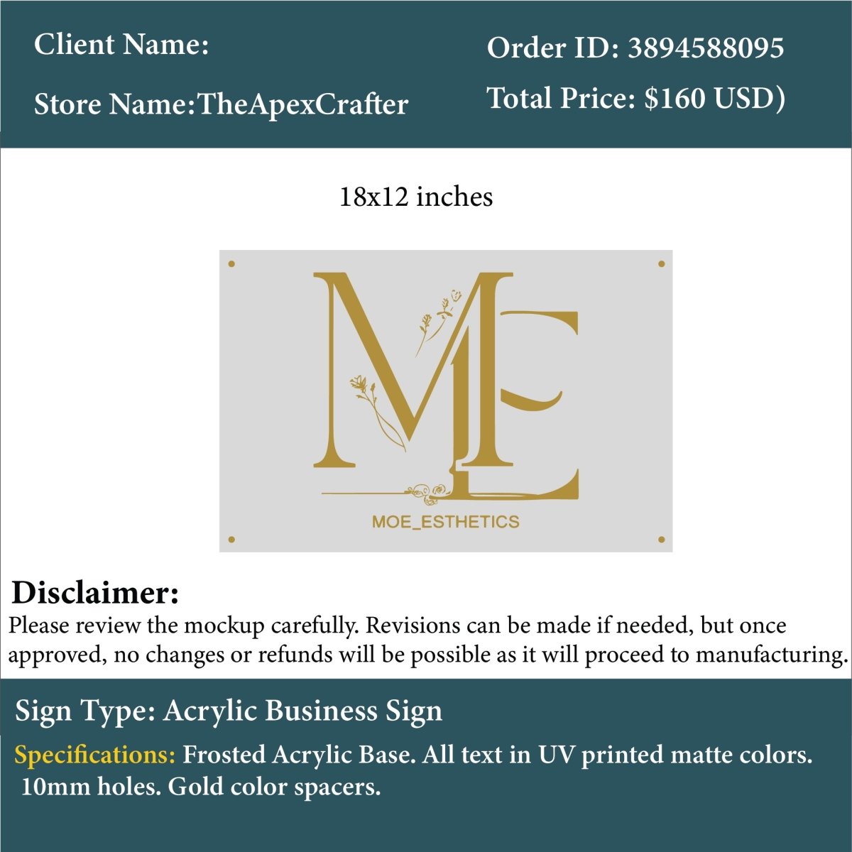 Custom Acrylic Business Sign - Monique - Custom Logo Sign - Custom Acrylic Business Sign - Monique