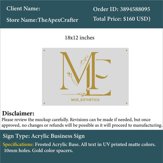 Custom Acrylic Business Sign - Monique - Custom Logo Sign - Custom Acrylic Business Sign - Monique