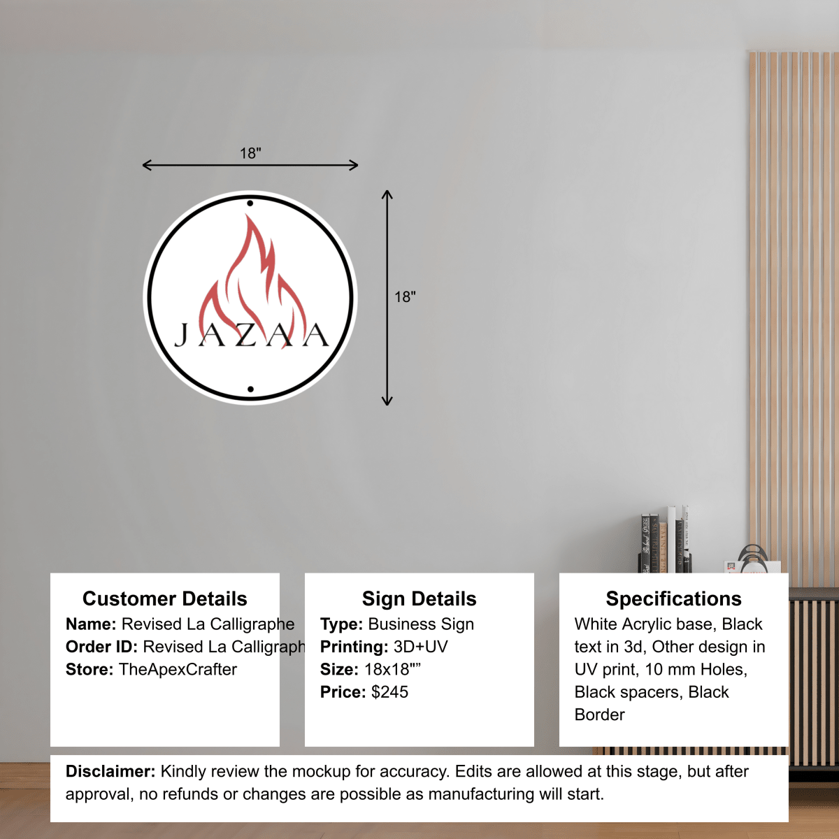 Custom Acrylic Business sign - Revised La Calligraphe - Custom Logo Sign - Custom Acrylic Business sign - Revised La Calligraphe