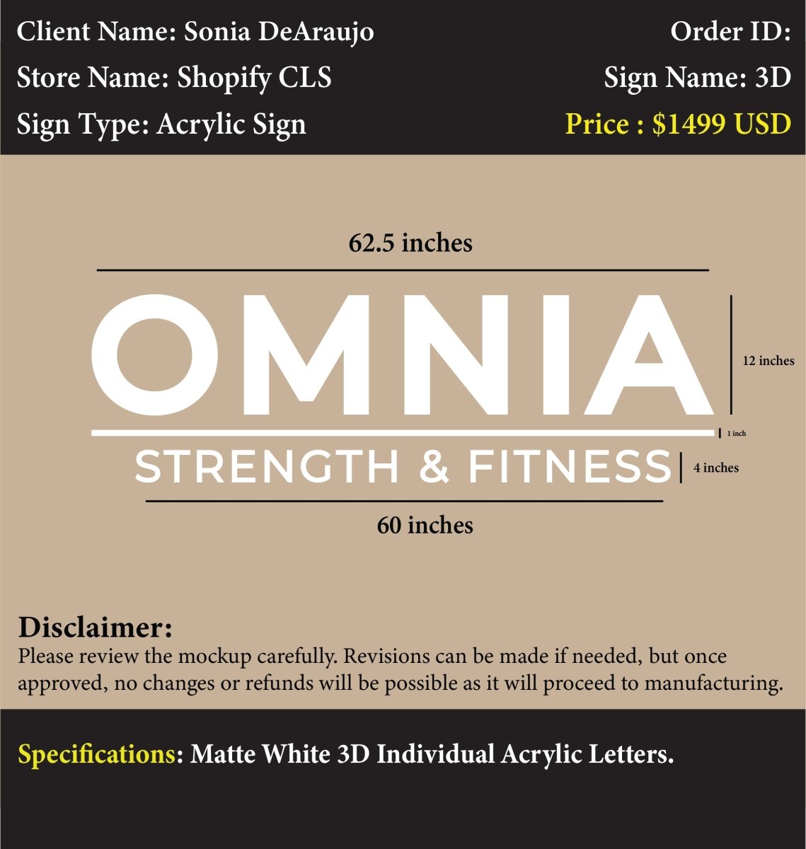 Custom Acrylic Business Sign - Sonia - Custom Logo Sign - Custom Acrylic Business Sign - Sonia