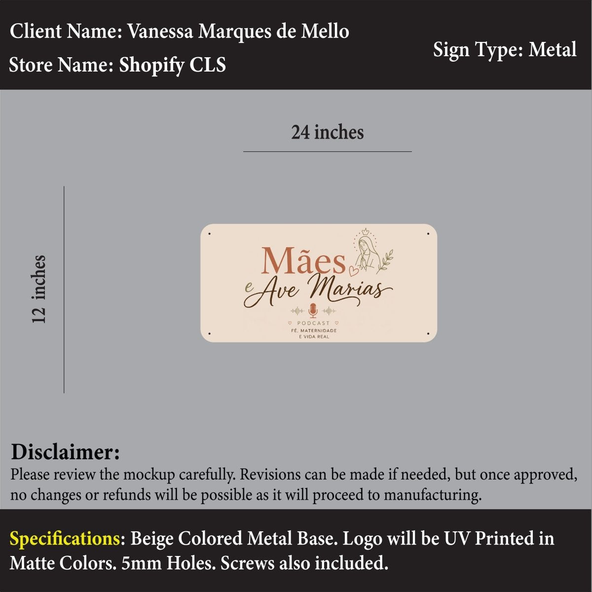 Custom Acrylic Business Sign - Vanessa - Custom Logo Sign - Custom Acrylic Business Sign - Vanessa
