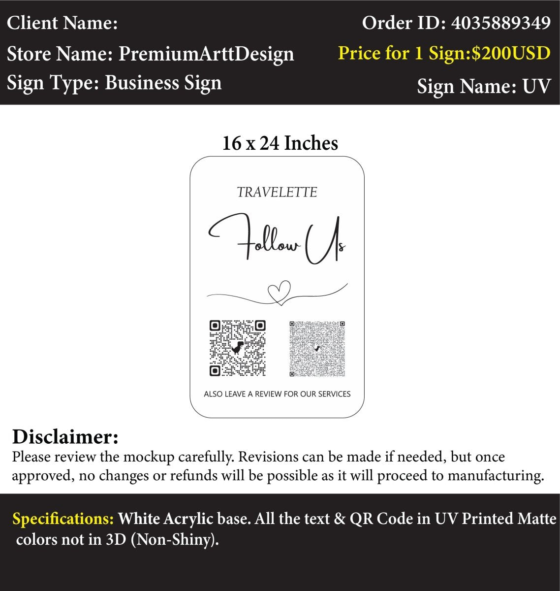 Custom Acrylic Business Sign - vanessa - Custom Logo Sign - Custom Acrylic Business Sign - vanessa
