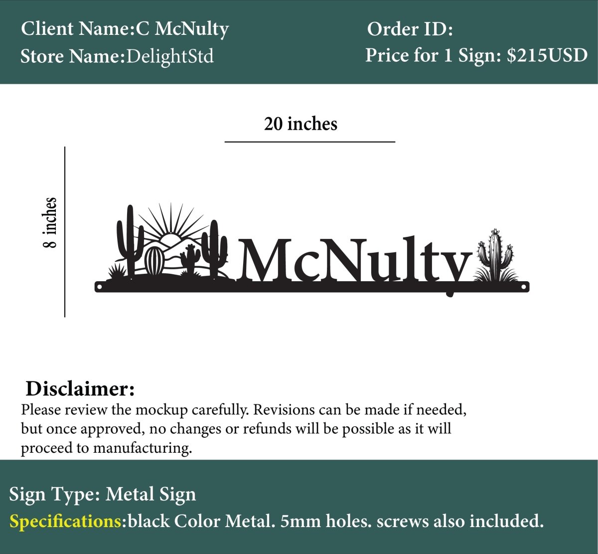 Custom Acrylic Metal Sign - C McNulty - Custom Logo Sign - Custom Acrylic Metal Sign - C McNulty