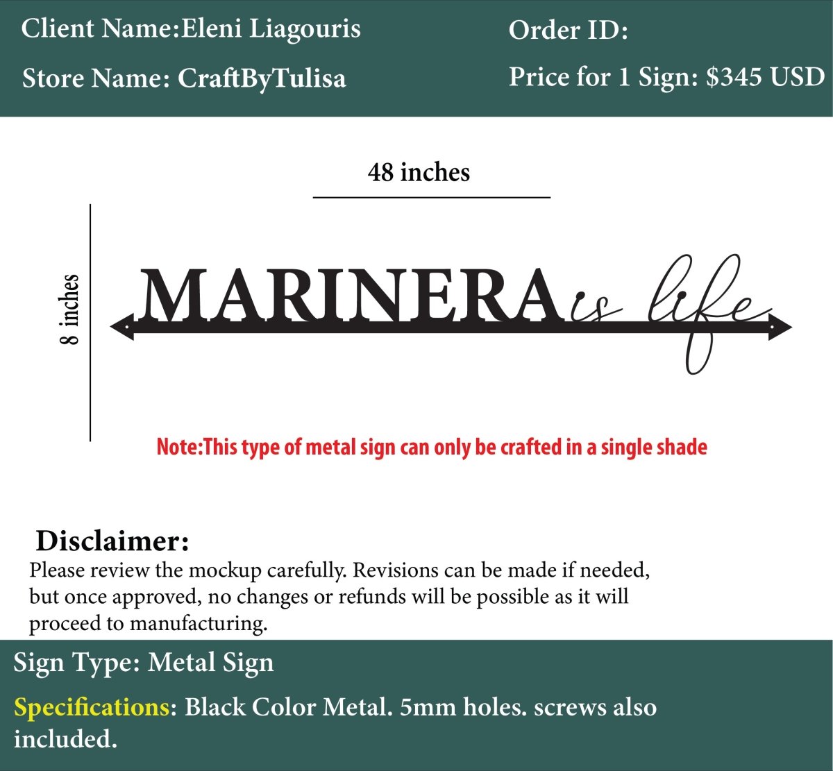 Custom Acrylic Metal Sign - Eleni Liagouris - Custom Logo Sign - Custom Acrylic Metal Sign - Eleni Liagouris