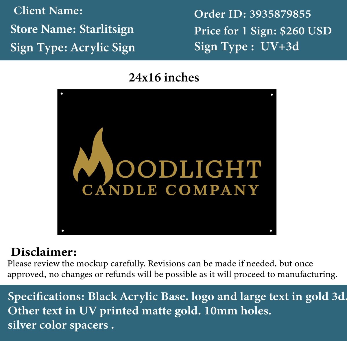 Custom Acrylic Sign - LaReina - Custom Logo Sign - Custom Acrylic Sign - LaReina