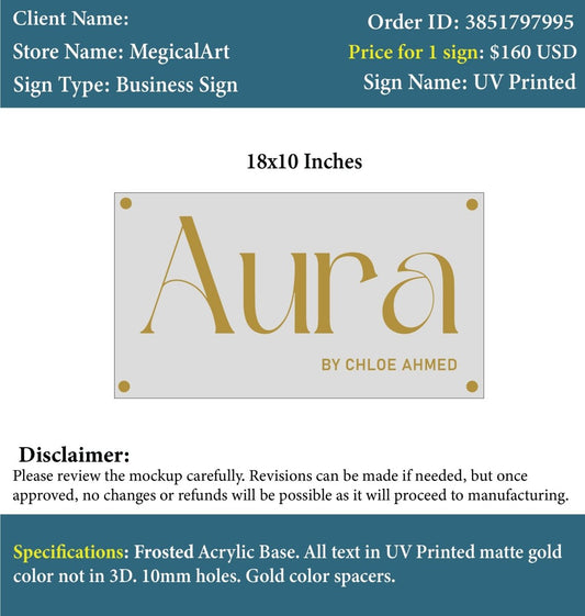 Custom Acrylic UV Sign - Chloe - Custom Logo Sign - Custom Acrylic UV Sign - Chloe