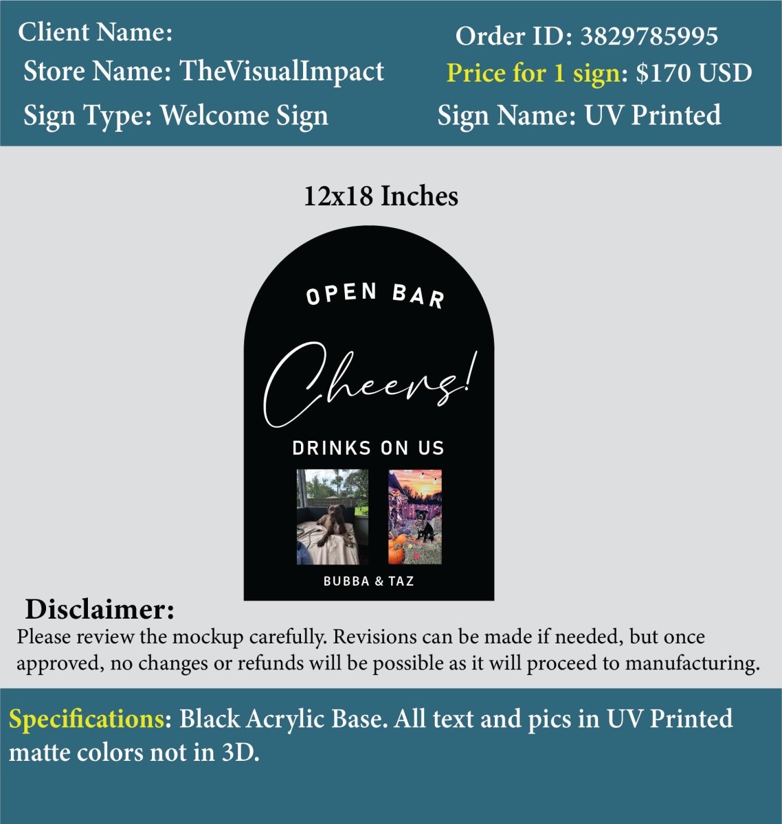 Custom Acrylic UV Sign - Malorie - Custom Logo Sign - Custom Acrylic UV Sign - Malorie