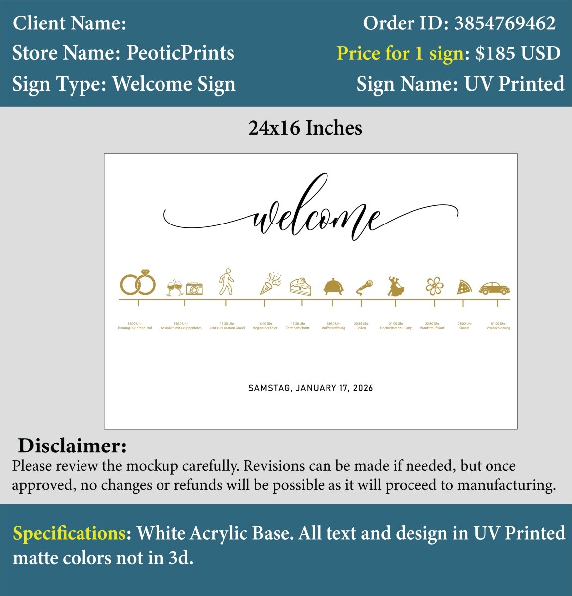 Custom Acrylic UV Sign - Nina - Custom Logo Sign - Custom Acrylic UV Sign - Nina