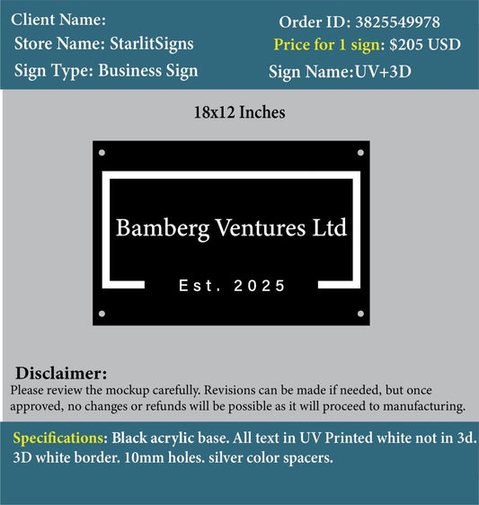 Custom Acrylic UV+3D Sign - Shannon - Custom Logo Sign - Custom Acrylic UV+3D Sign - Shannon