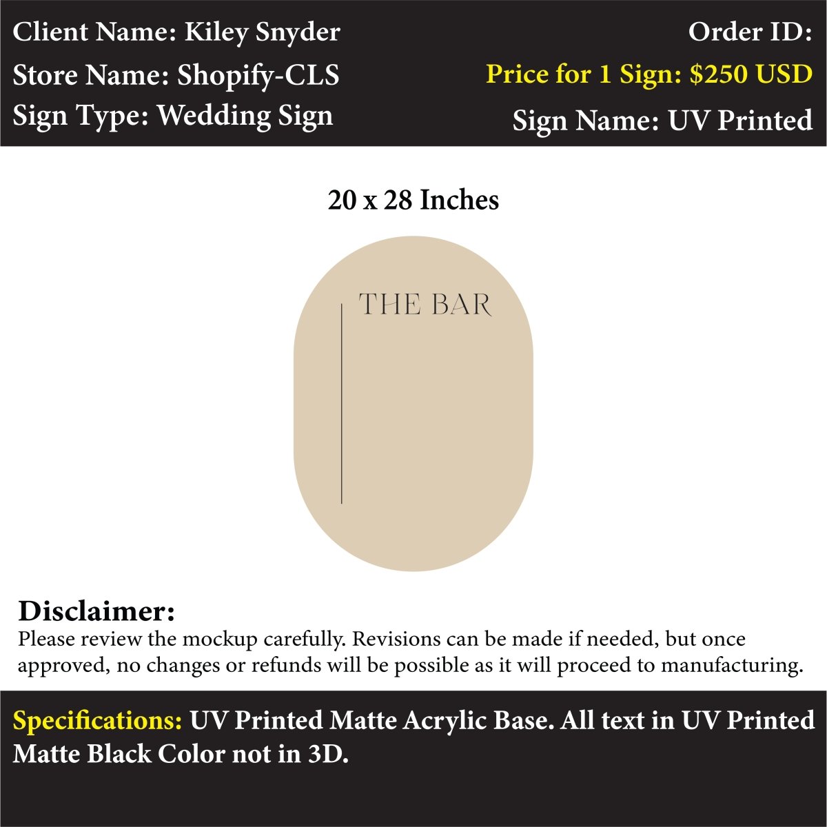 Custom Acrylic Wedding Sign - Kiley - Custom Logo Sign - Custom Acrylic Wedding Sign - Kiley