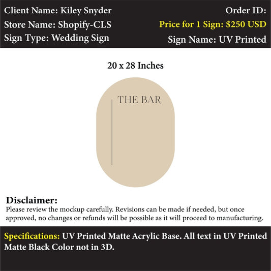 Custom Acrylic Wedding Sign - Kiley - Custom Logo Sign - Custom Acrylic Wedding Sign - Kiley