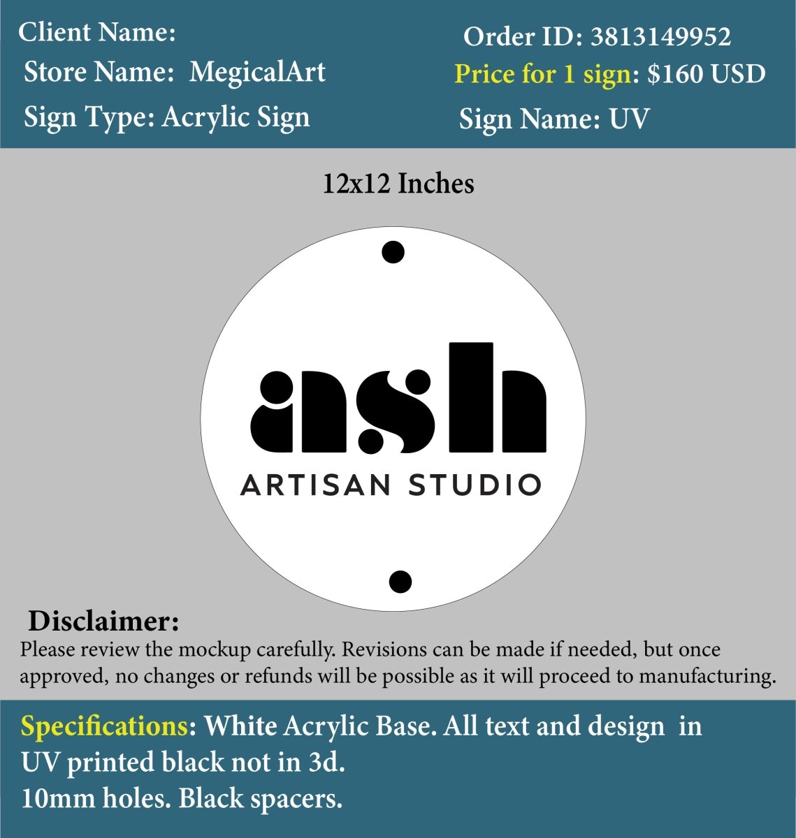 Custom Business logo Sign - Ashley - Custom Logo Sign