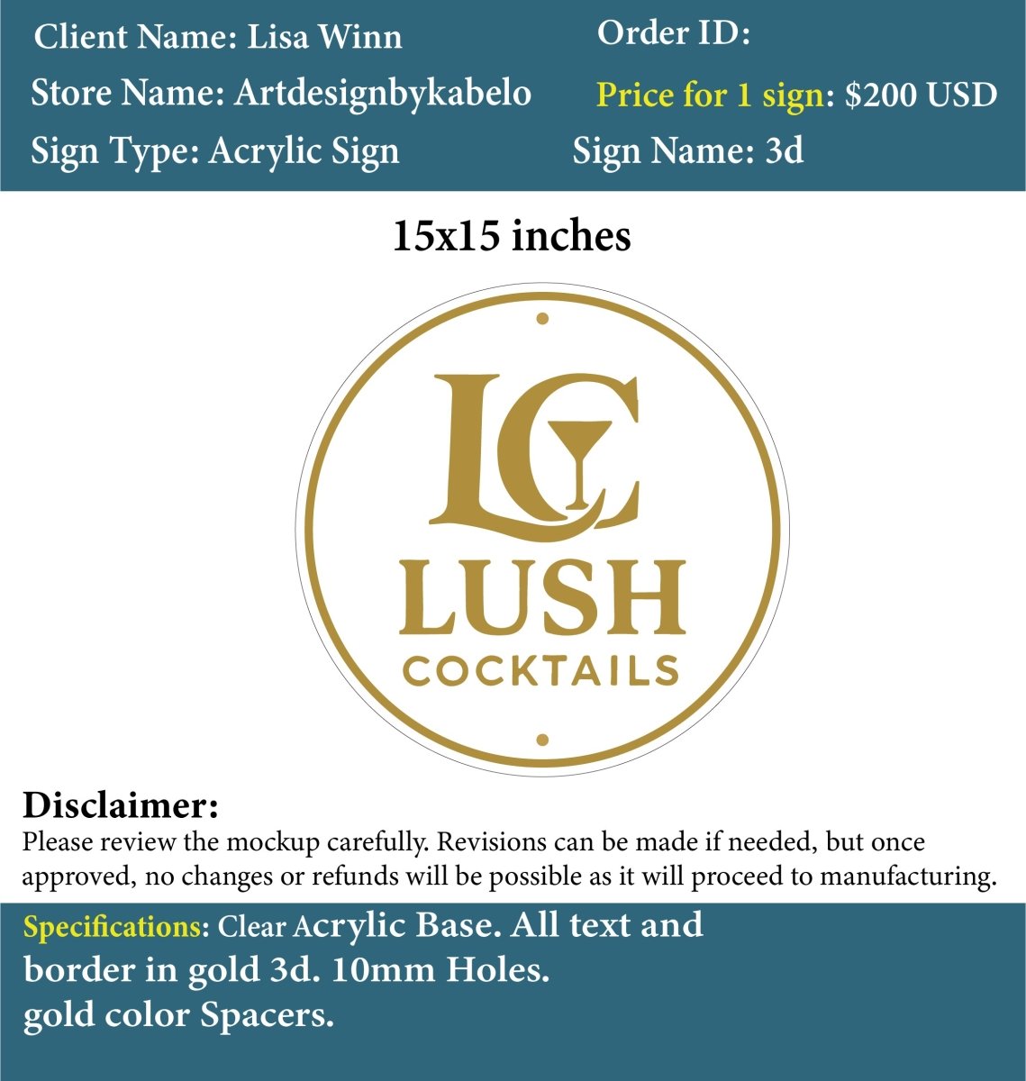 custom business logo sign - Lisa - Custom Logo Sign