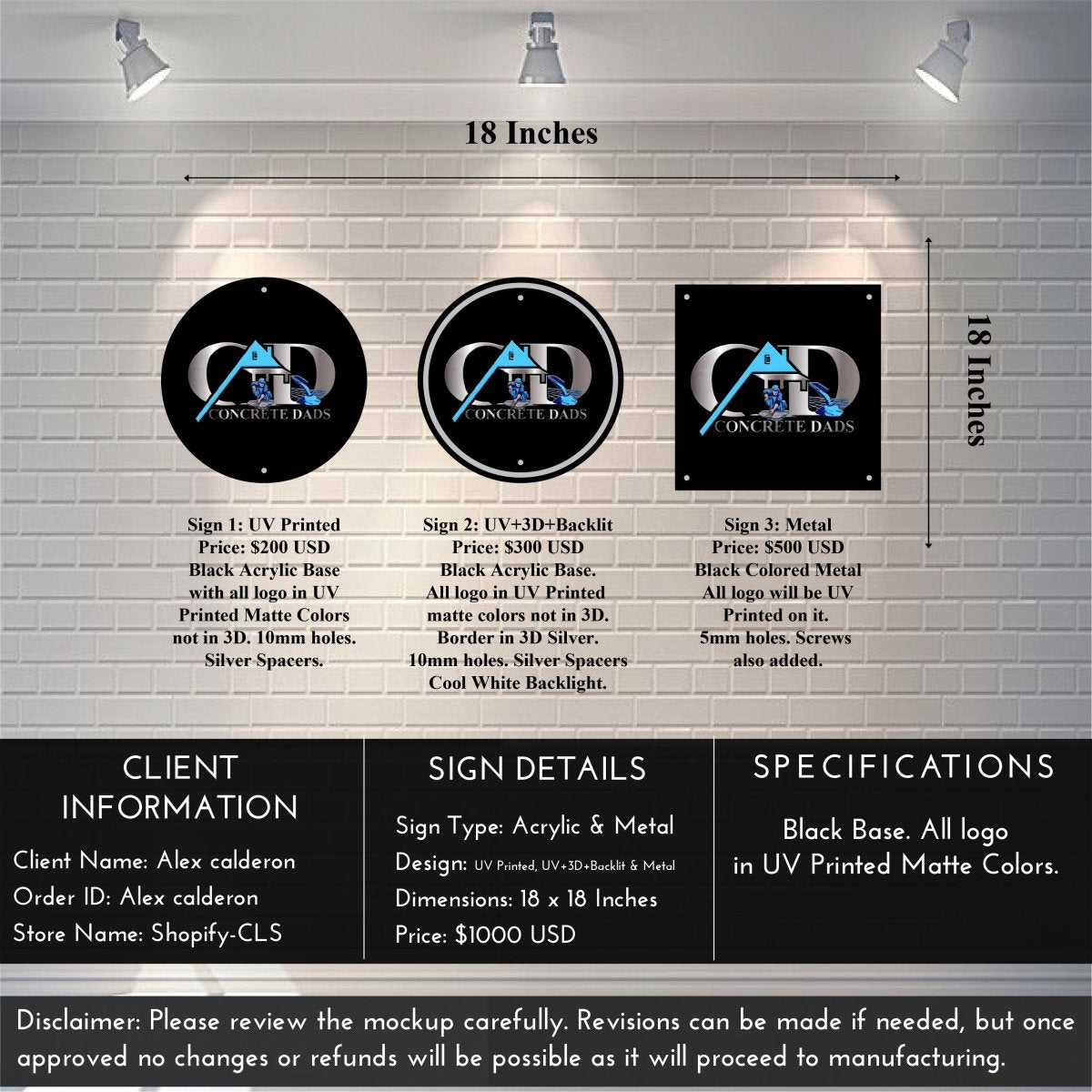 Custom Business Sign - Alex - Custom Logo Sign - Custom Business Sign - Alex