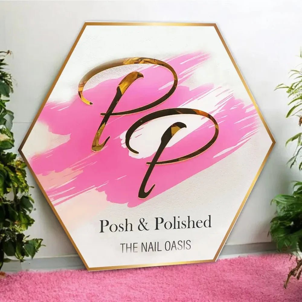 Custom LED Logo Sign - Hexagon Backlit 3D Acrylic Logo Sign - Backlit Business Signs - Custom Logo Sign