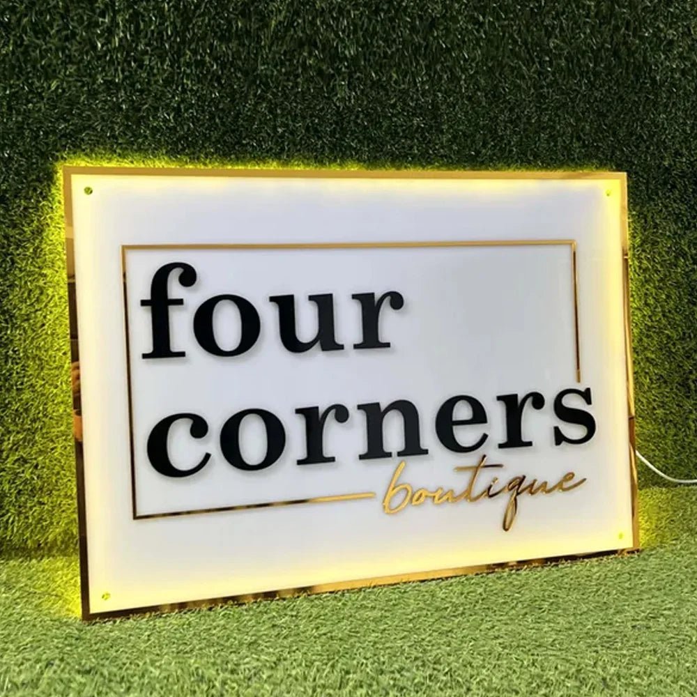 Custom LED Logo Sign - Sleek Rectangular Backlit Acrylic Wall Sign - Backlit Business Signs - Custom Logo Sign