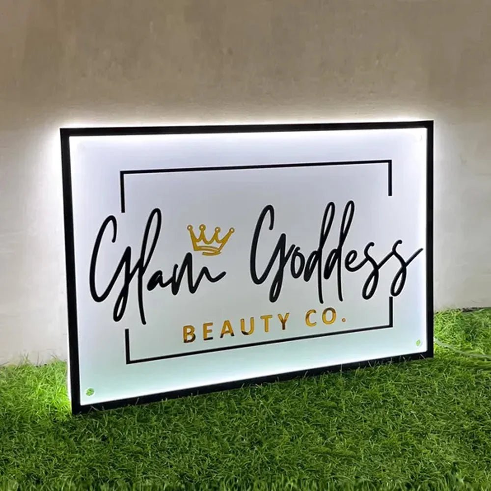 Custom LED Logo Sign - Sleek Rectangular Backlit Acrylic Wall Sign - Backlit Business Signs - Custom Logo Sign