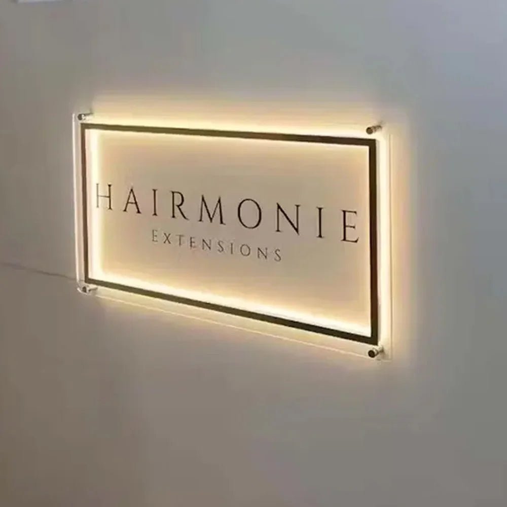 Custom LED Logo Sign - Sleek Rectangular Backlit Acrylic Wall Sign - Backlit Business Signs - Custom Logo Sign