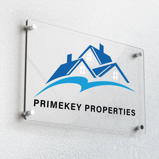 Custom Logo Sign for Wall - Clear Rectangular Acrylic Business Logo Sign - UV Printed Business Signs - Custom Logo Sign