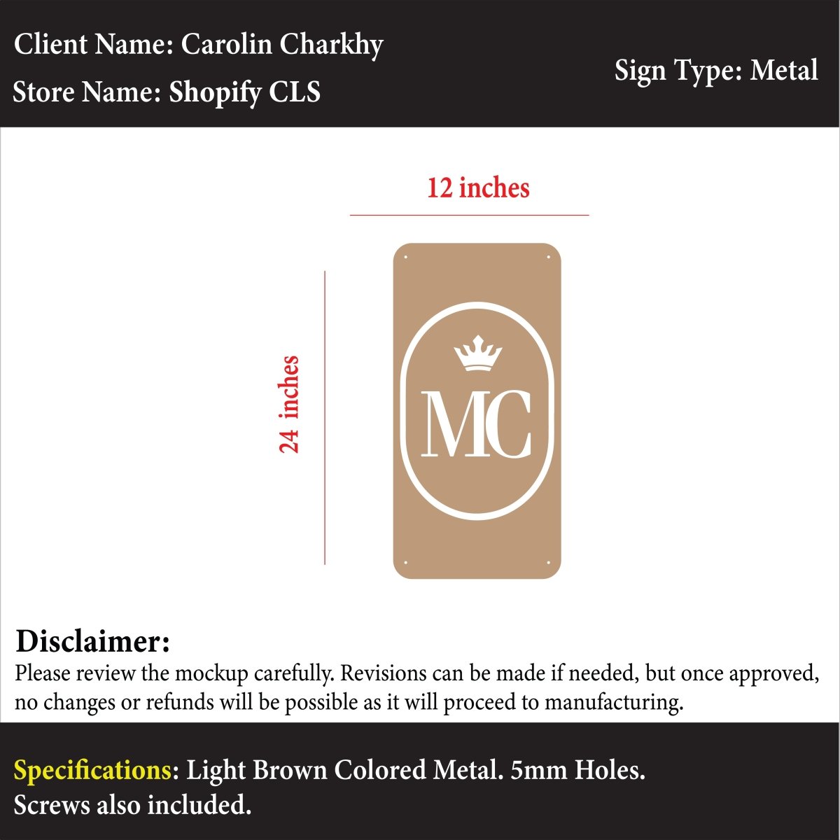 Custom Metal Sign - Carolin Charkhy - Custom Logo Sign - Custom Metal Sign - Carolin Charkhy