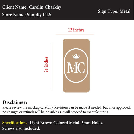 Custom Metal Sign - Carolin Charkhy - Custom Logo Sign - Custom Metal Sign - Carolin Charkhy