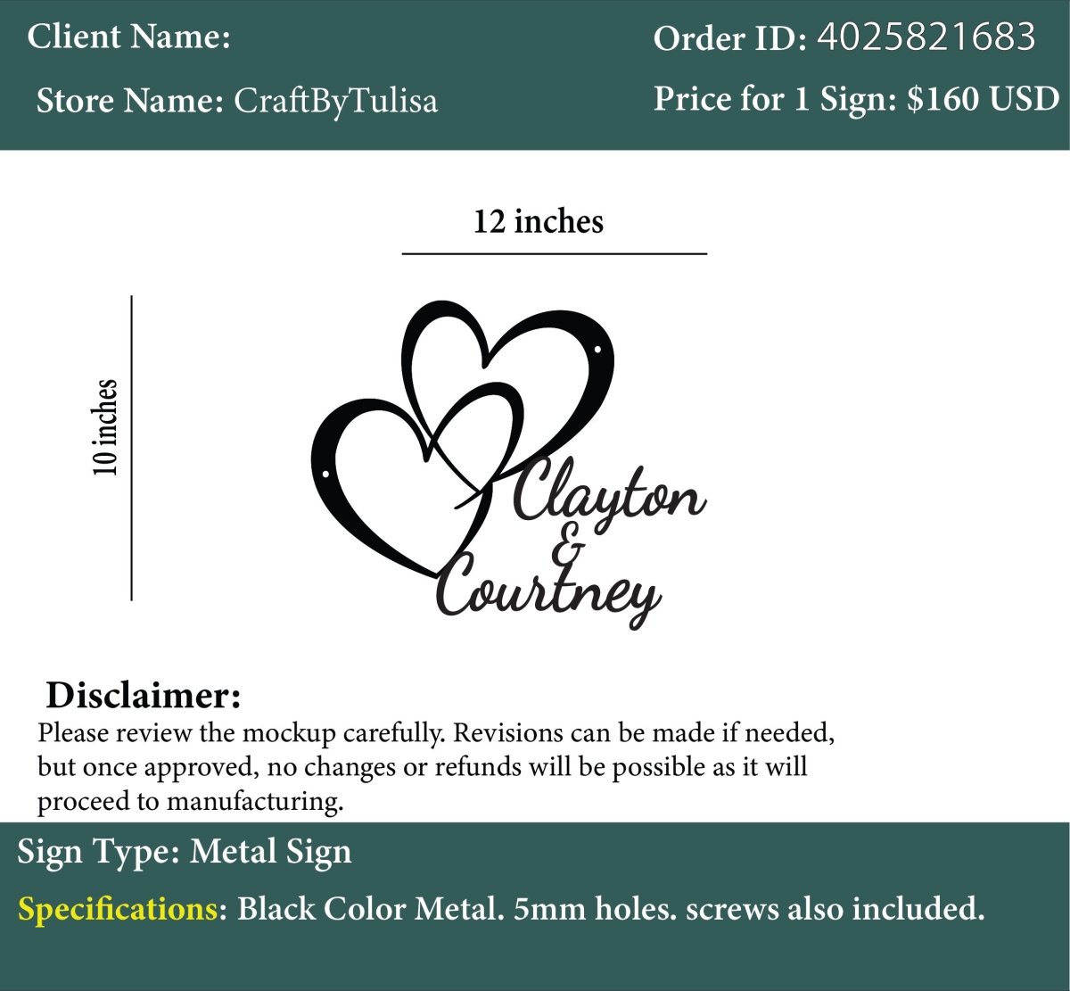 Custom Metal sign - Cyndi - Custom Logo Sign - Custom Metal sign - Cyndi