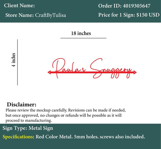 Custom Metal Sign - Etsy - Patricia - Custom Logo Sign - Custom Metal Sign - Etsy - Patricia