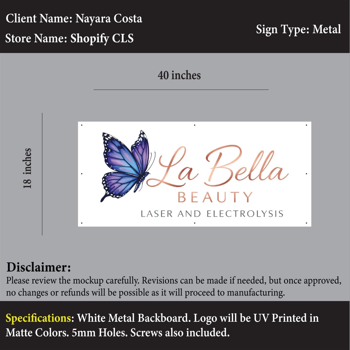 Custom Metal Sign - Nayara Costa - Custom Logo Sign - Custom Metal Sign - Nayara Costa