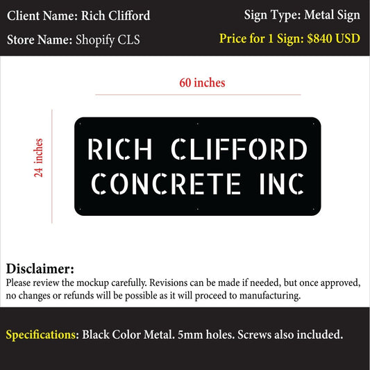 Custom Metal Sign - Rich Clifford - Custom Logo Sign - Custom Metal Sign - Rich Clifford