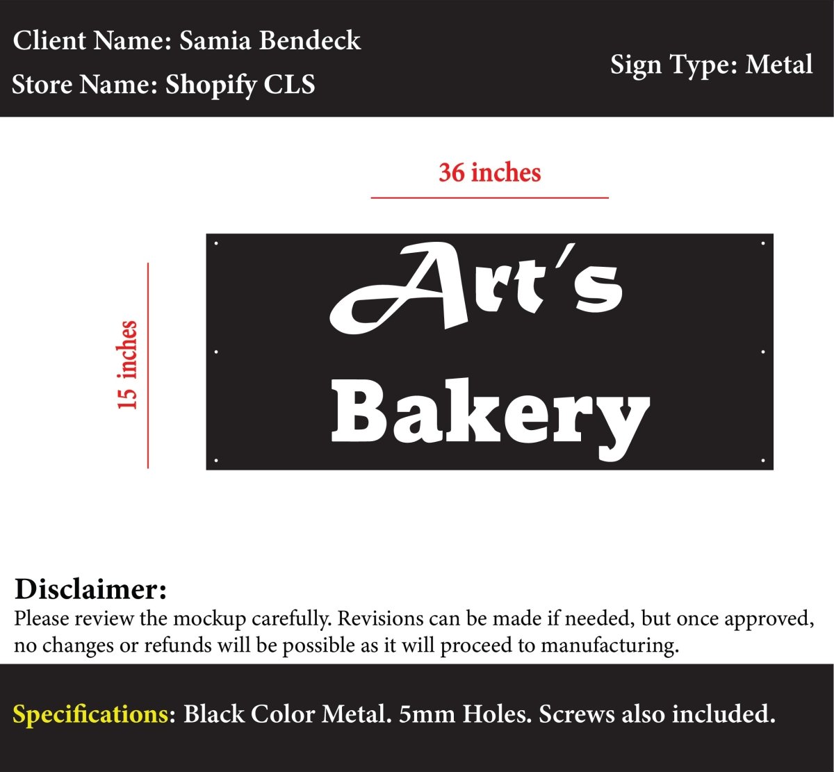 Custom Metal Sign - Samia Bendeck - Custom Logo Sign - Custom Metal Sign - Samia Bendeck