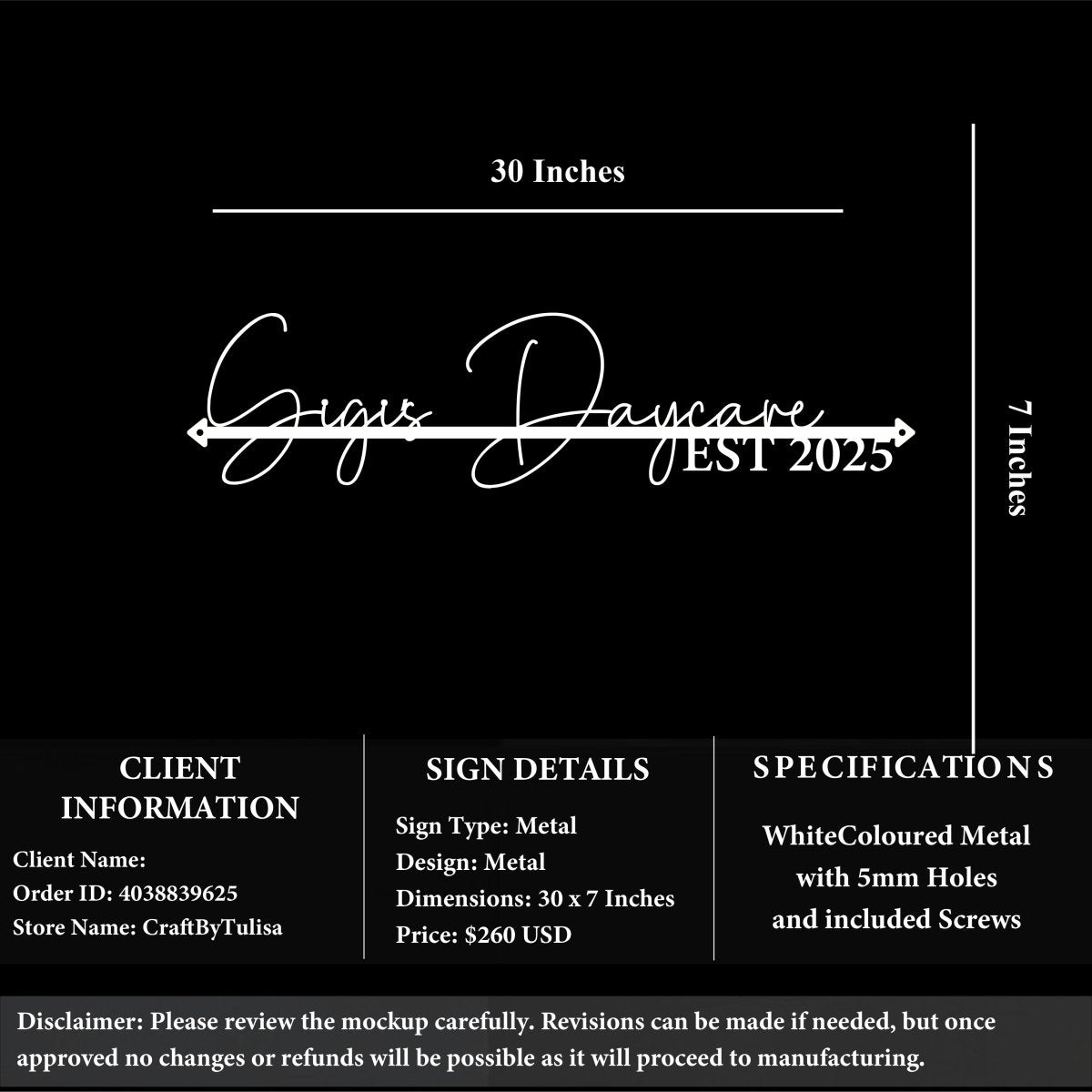 Custom Metal Sign - Vince - Custom Logo Sign - Custom Metal Sign - Vince