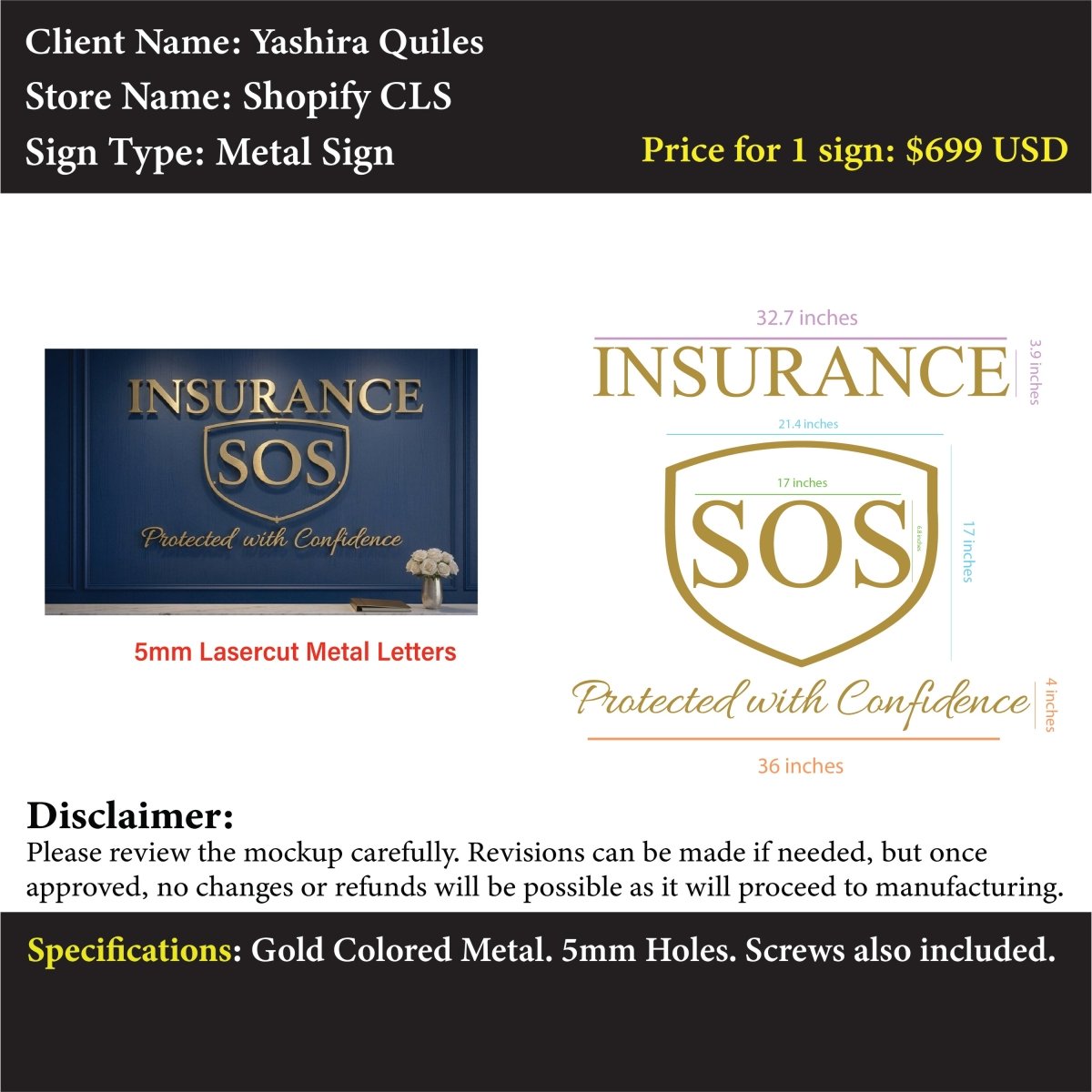Custom Metal Sign - Yashira - Custom Logo Sign - Custom Metal Sign - Yashira