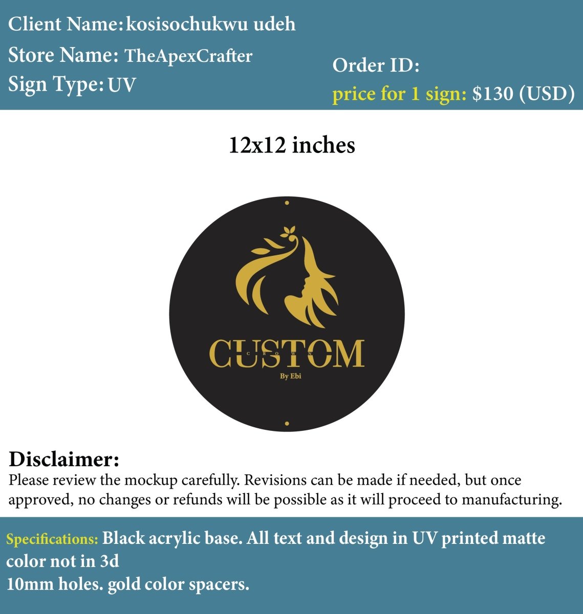 Custome Acrylic Business Sign - kosisochukwu - Custom Logo Sign