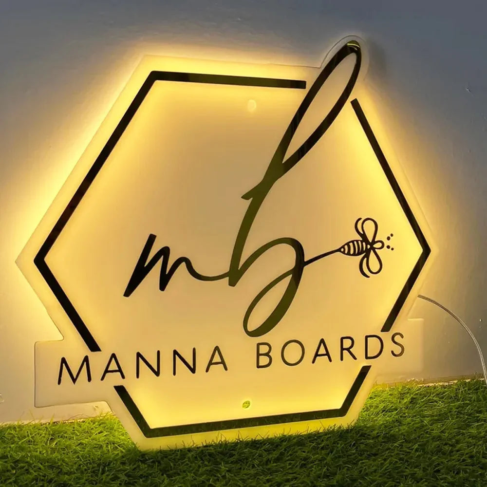 Logo Acrylic Sign - Custom Cut LED Backlit Office Wall Logo