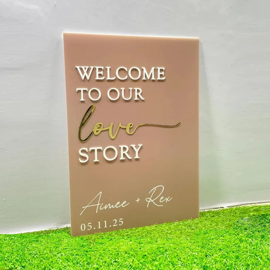 Welcome to Our Wedding Sign - Personalized "Our Love Story” Board