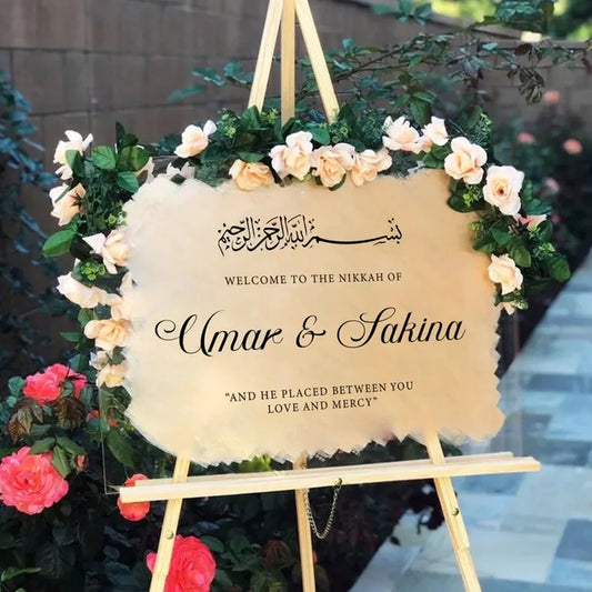 Welcome to Our Wedding Sign - Rectangular Brush-Paint Acrylic Sign