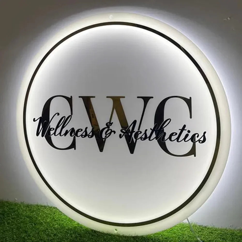 Logo Acrylic Sign - Custom Round Backlit LED Business Logo Sign for Wall