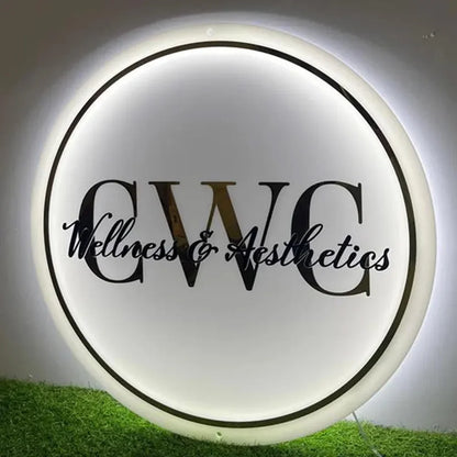Logo Acrylic Sign - Custom Round Backlit LED Business Logo Sign for Wall