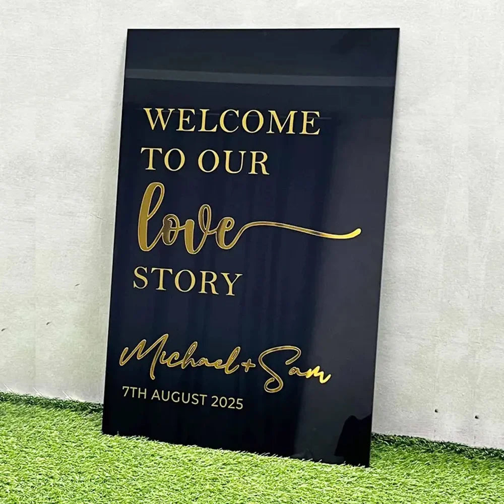Welcome to Our Wedding Sign - Personalized "Our Love Story” Board