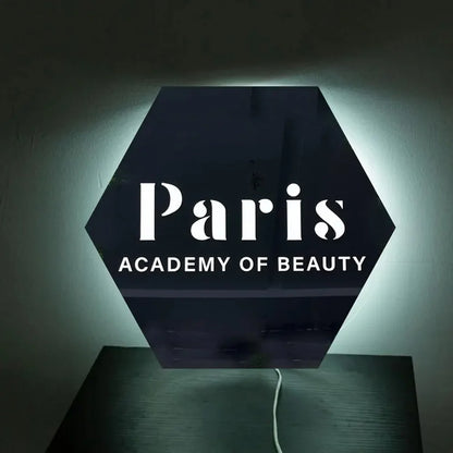Custom LED Logo Sign - Hexagon Backlit 3D Acrylic Logo Sign