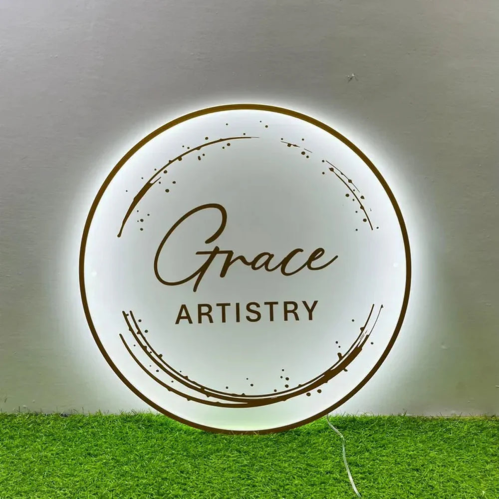 Logo Acrylic Sign - Custom Round Backlit LED Business Logo Sign for Wall