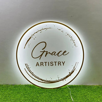 Logo Acrylic Sign - Custom Round Backlit LED Business Logo Sign for Wall