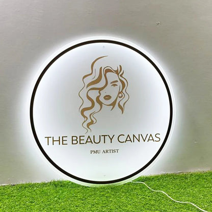 Custom LED Logo Sign - Round Backlit Acrylic Spa & Studio Logo Sign