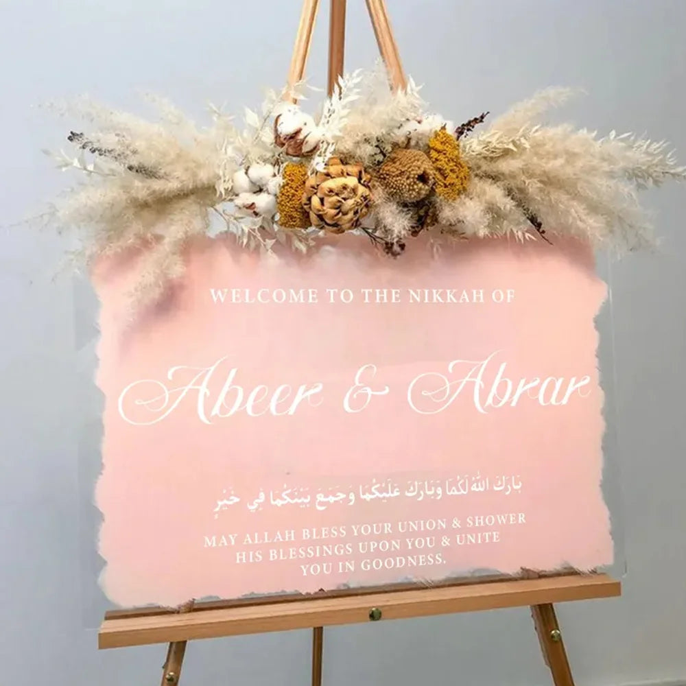Welcome to Our Wedding Sign - Rectangular Brush-Paint Acrylic Sign