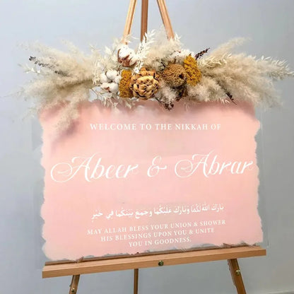 Welcome to Our Wedding Sign - Rectangular Brush-Paint Acrylic Sign