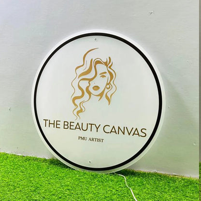 Custom LED Logo Sign - Round Backlit Acrylic Spa & Studio Logo Sign