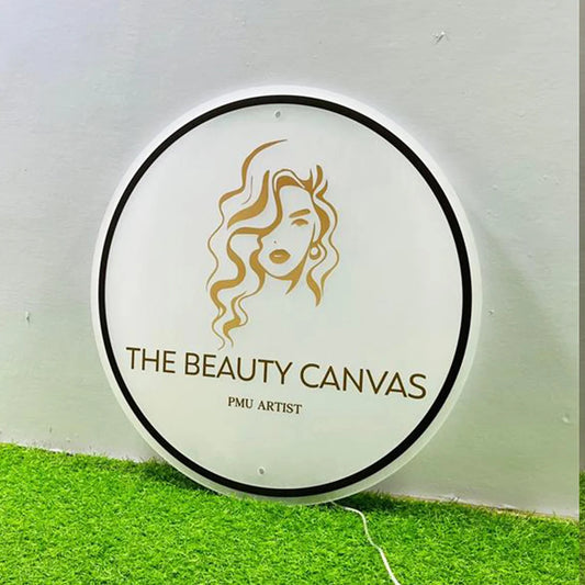 Custom LED Logo Sign - Round Backlit Acrylic Spa & Studio Logo Sign